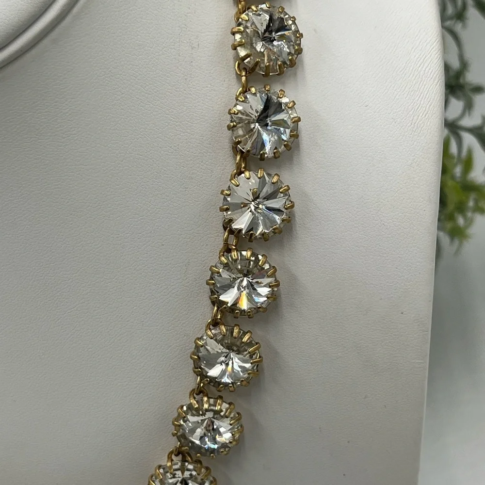 J.‎ Crew Crystal Clear Shimmering Rivoli Gold Tone Statement Necklace